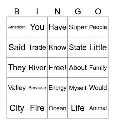 Bingo Card