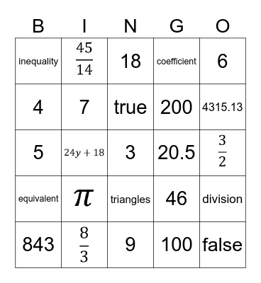 Boot Camp Bingo Card