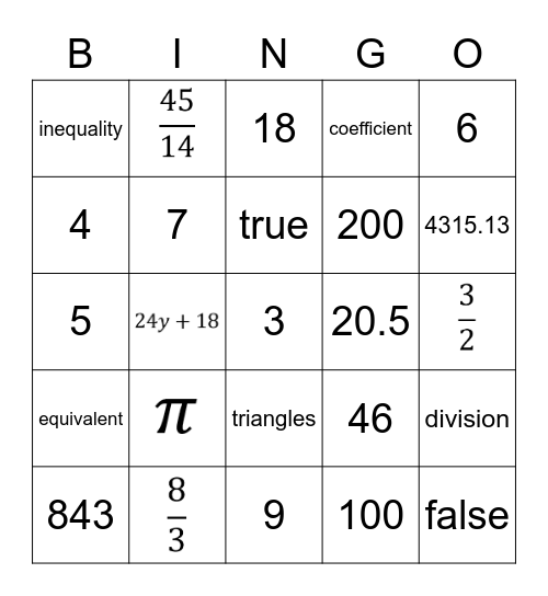 Boot Camp Bingo Card