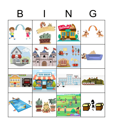 Prepositions of Place Bingo Card