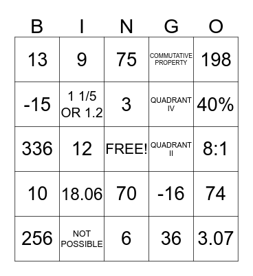 LET'S PLAY MATH BINGO!! Bingo Card