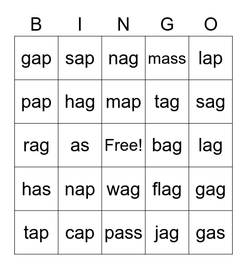 Kinder Practice 2 Vocabulary Bingo Card