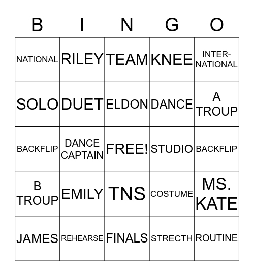 THE NEXT STEP Bingo Card