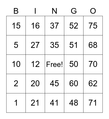 Anthony Marasigan Bingo Card
