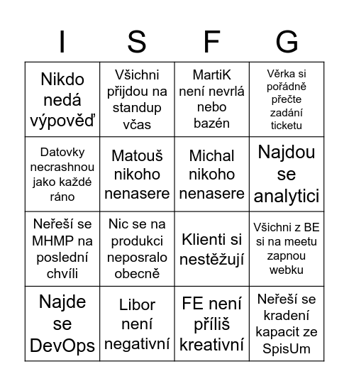 ISFG Bingo Card