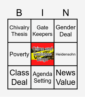 Crime and Deviance Bingo Card