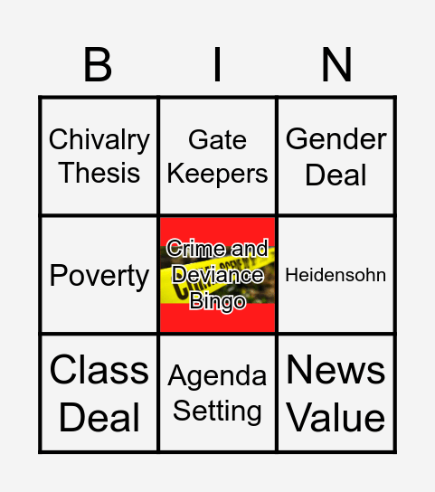 Crime and Deviance Bingo Card