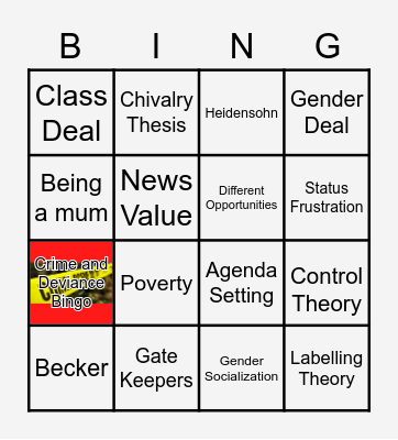 Crime and Deviance Bingo Card