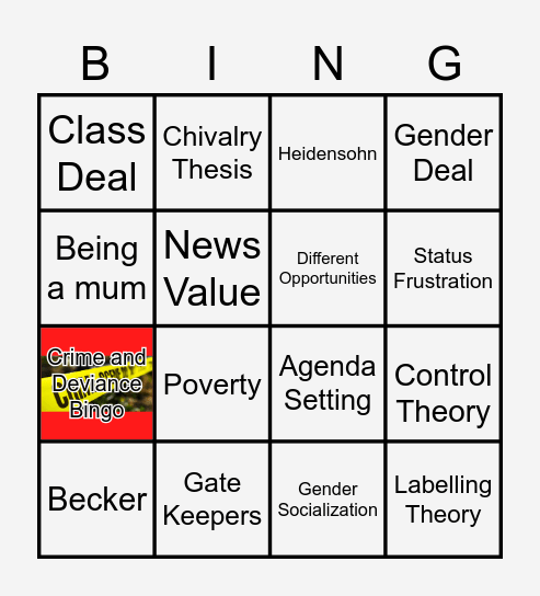 Crime and Deviance Bingo Card