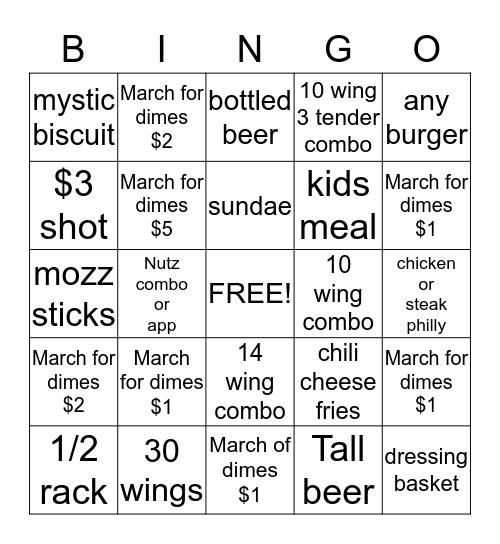 Roosters Bingo Card
