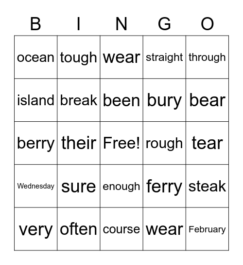 Red Word BINGO Card