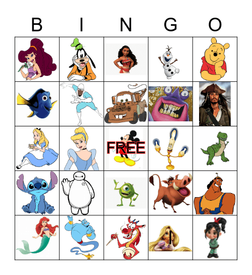 Guess the Disney Voice Bingo Card