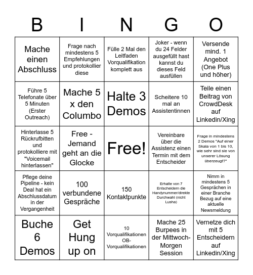 Bingo Gamification Bingo Card