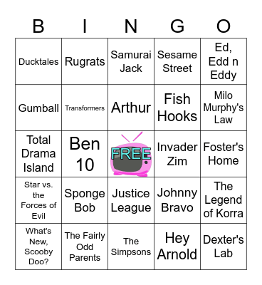 Guess the Cartoon Theme Song Bingo Card