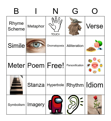 Poetry Vocabulary Bingo Card