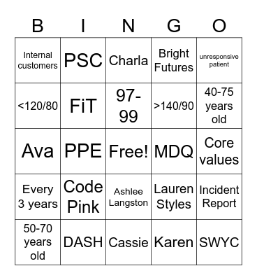 Happy Nurses' Week Bingo Card