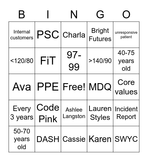 Happy Nurses' Week Bingo Card