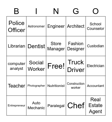 Career BINGO Card