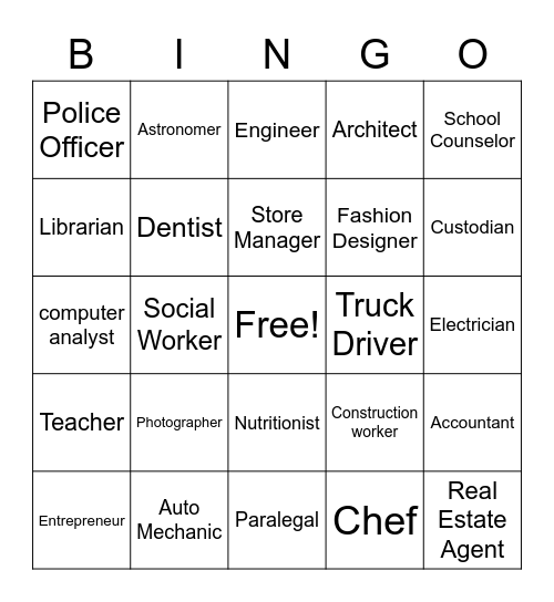 Career BINGO Card