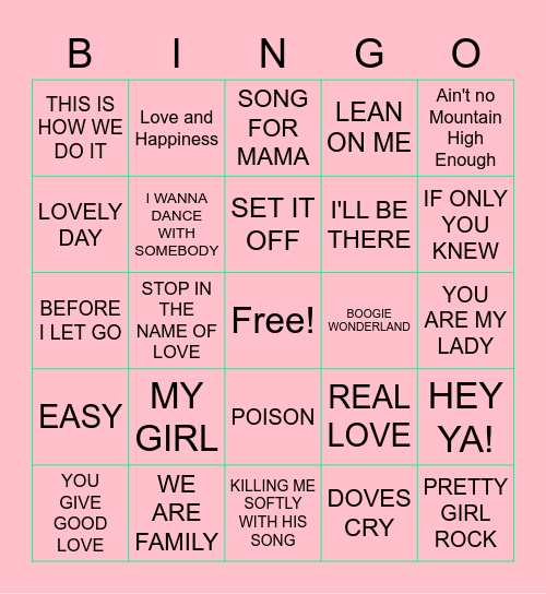 THE HITS! Bingo Card