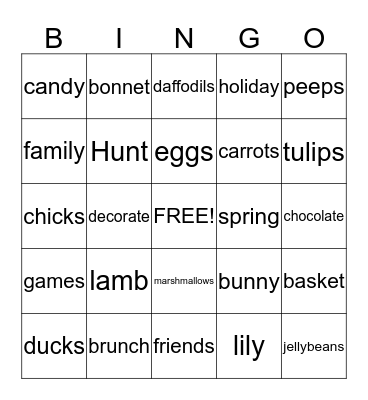Easter Bingo Card