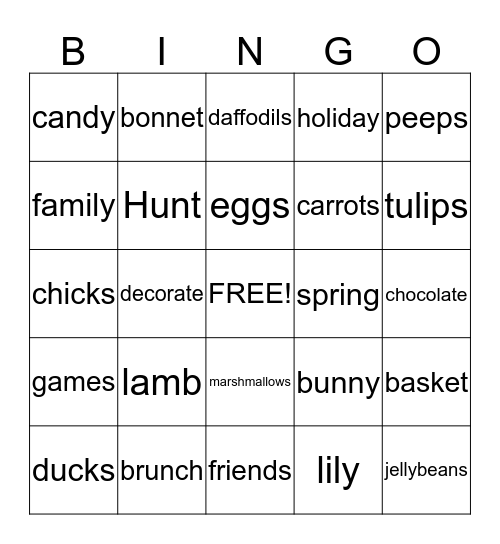 Easter Bingo Card