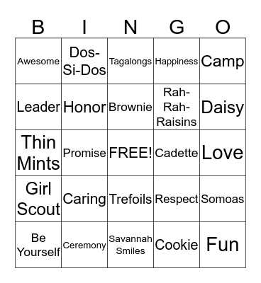 Girl Scout Bingo Card