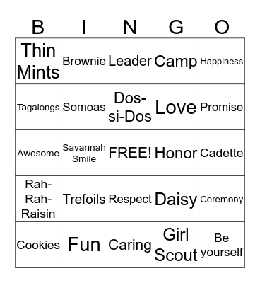 Girl Scout Bingo! Bingo Card