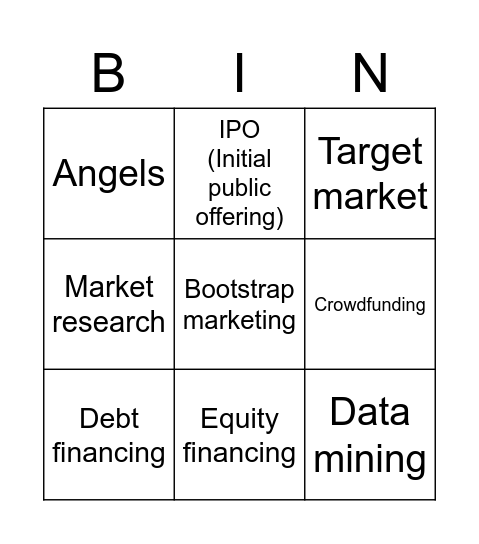 Tutorial 6 Bingo Card