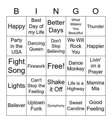 SONG BINGO Card