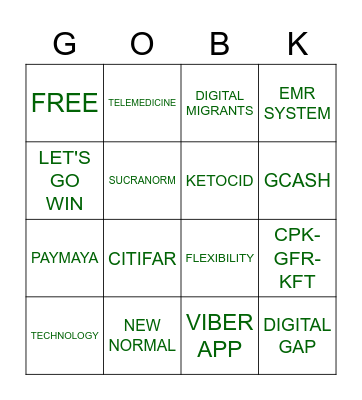 GO BK Bingo Card