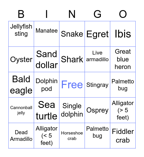 Lowcountry Bingo Card