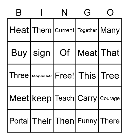Spelling  Bingo Card