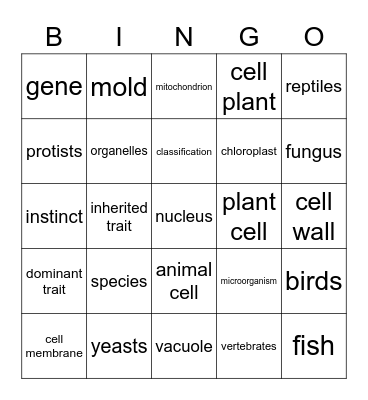 Life Science Review Bingo Card