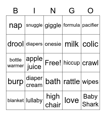 Jin and Cassandra's Baby Shower Bingo! Bingo Card