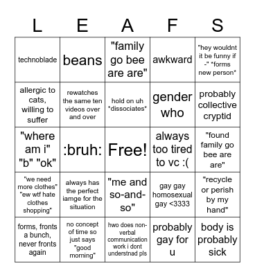 how simialr r u to bonk squad Bingo Card