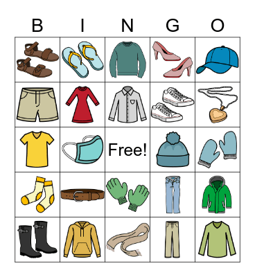 Clothes Bingo Card