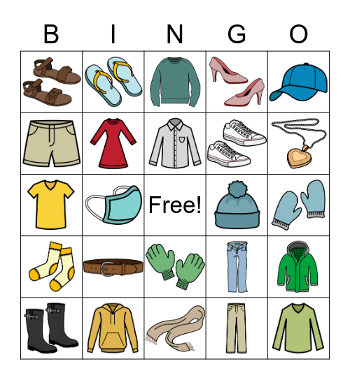 Clothes Bingo Card