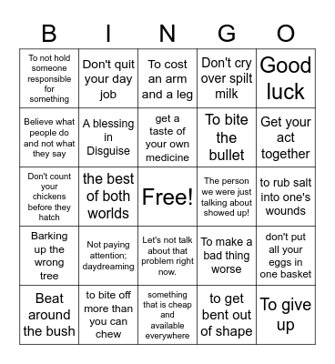 Figurative Language Bingo Card