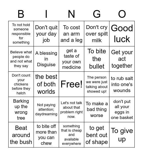 Figurative Language Bingo Card