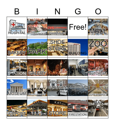 Places in the City (2) Bingo Card