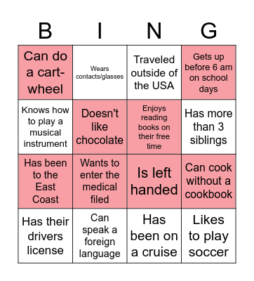 PAAC Get To Know You BINGO Card