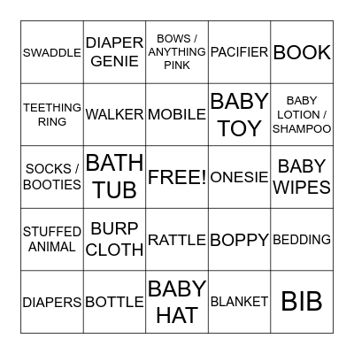 Baby Girl Hemani Gift BINGO! Bingo Card