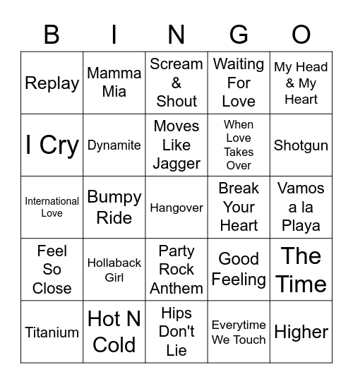 Hitjes Bingo Card