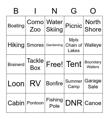 SUMMER IN MINNESOTA BINGO Card