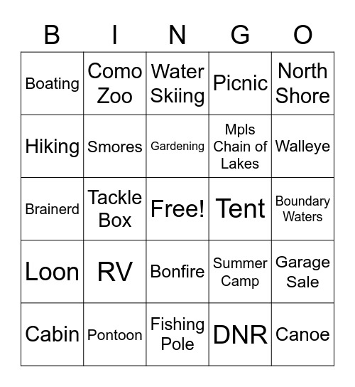SUMMER IN MINNESOTA BINGO Card