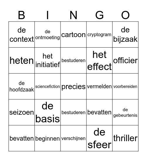 Schooltaalwoorden Bingo Card