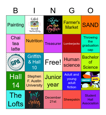Takoyia's Graduation Bingo Card