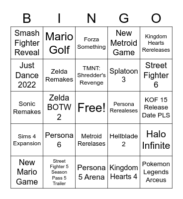 E3 Bingo Card