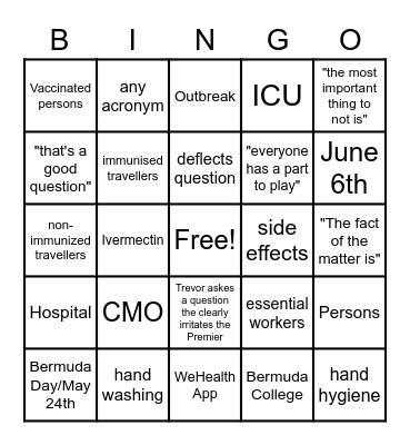 Covid-19 Press Conference BINGO Card